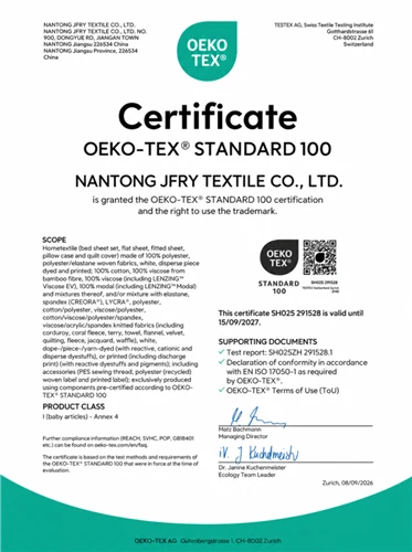 Gyárunk elnyerte az OEKO{0}}TEX STANDARD 100 minősítést a masszázsasztali ágy...